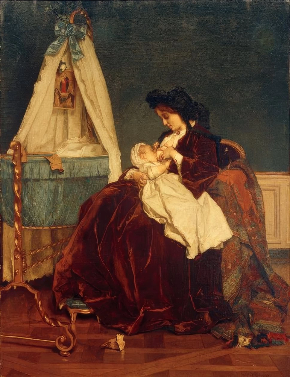 Alfred Émile Stevens - La moglie dell'artista e il figlio Léopold, Brüssel, Musées Royaux Des Beaux, Arts
